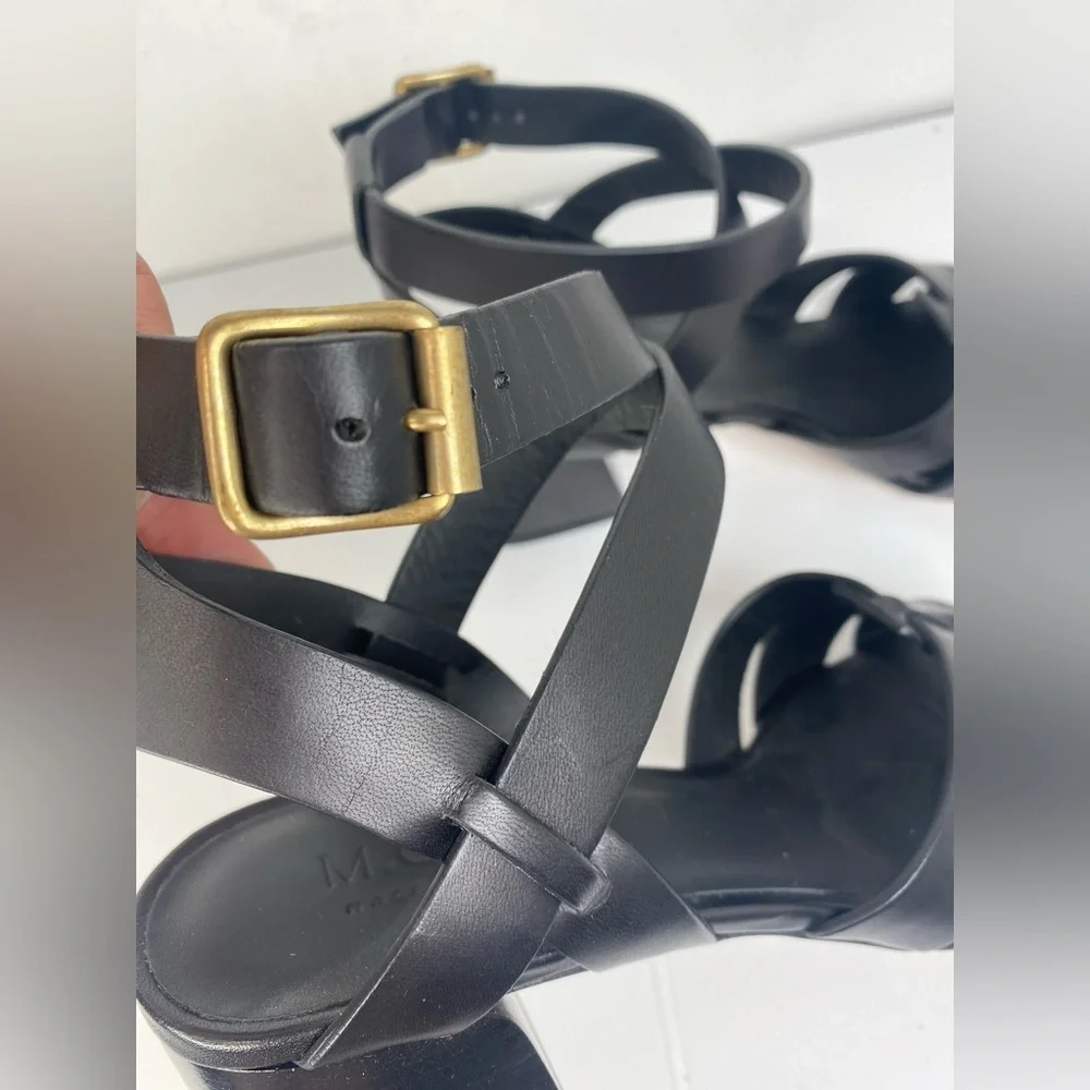 M Gemi Designer Black Women's Luxury Sandals with Gold Buckle Hardware